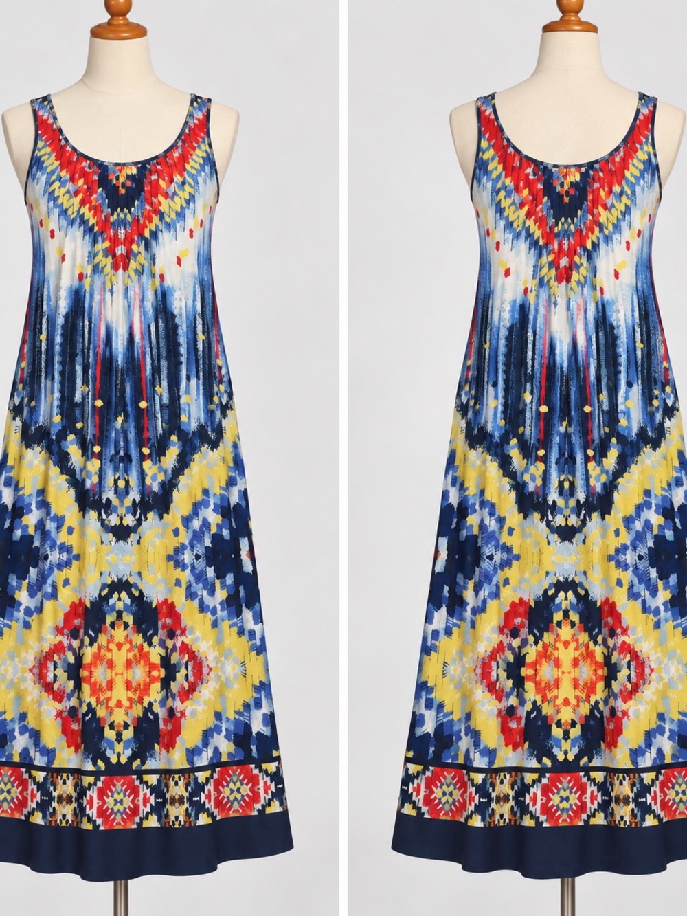 Glamour Tribal Geometric Print Sleeveless Maxi Dress2400